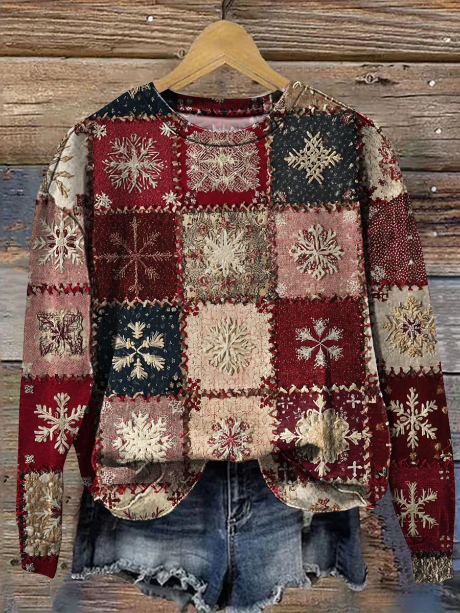 Lässig Rundhals Weihnachten Sweatshirt Print