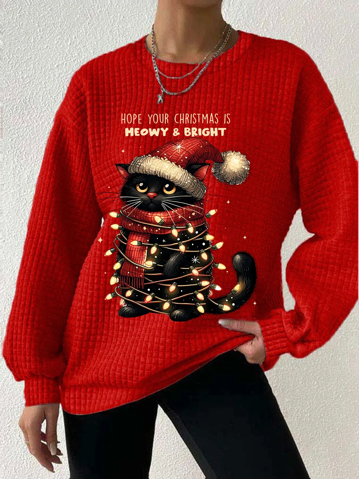 Lässig Rundhals Weihnachten Sweatshirt