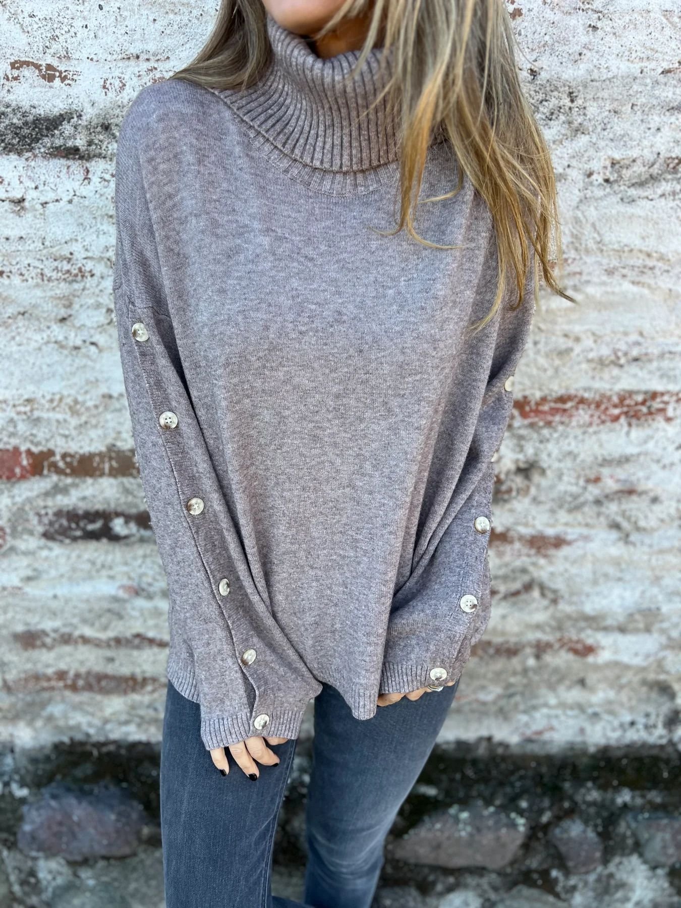 Damen Baumwolle Unifarben Langarm Bequem Lässig Pullover