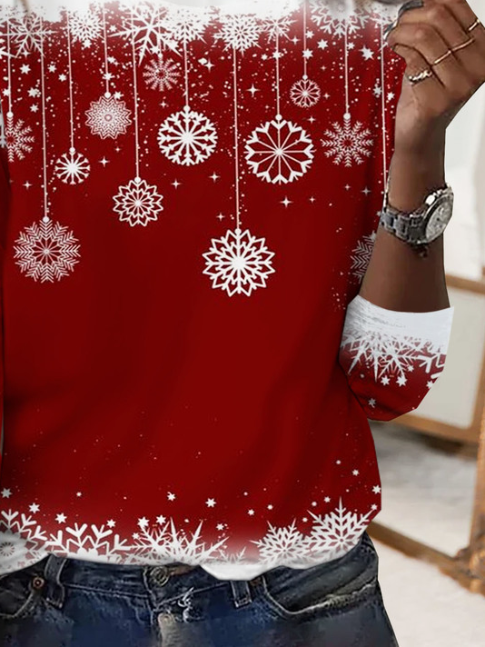 Retro Farbverlauf Rundhals Langarm T-Shirt