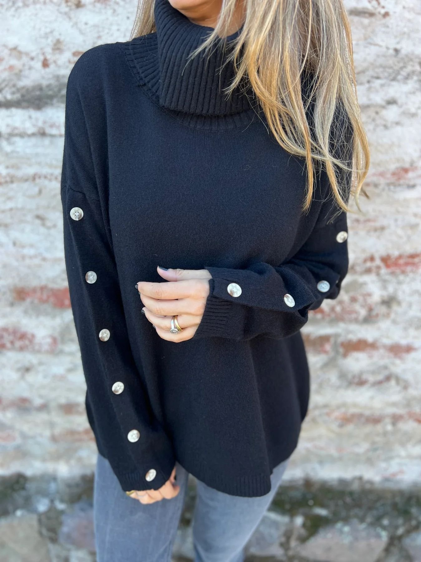 Damen Baumwolle Unifarben Langarm Bequem Lässig Pullover