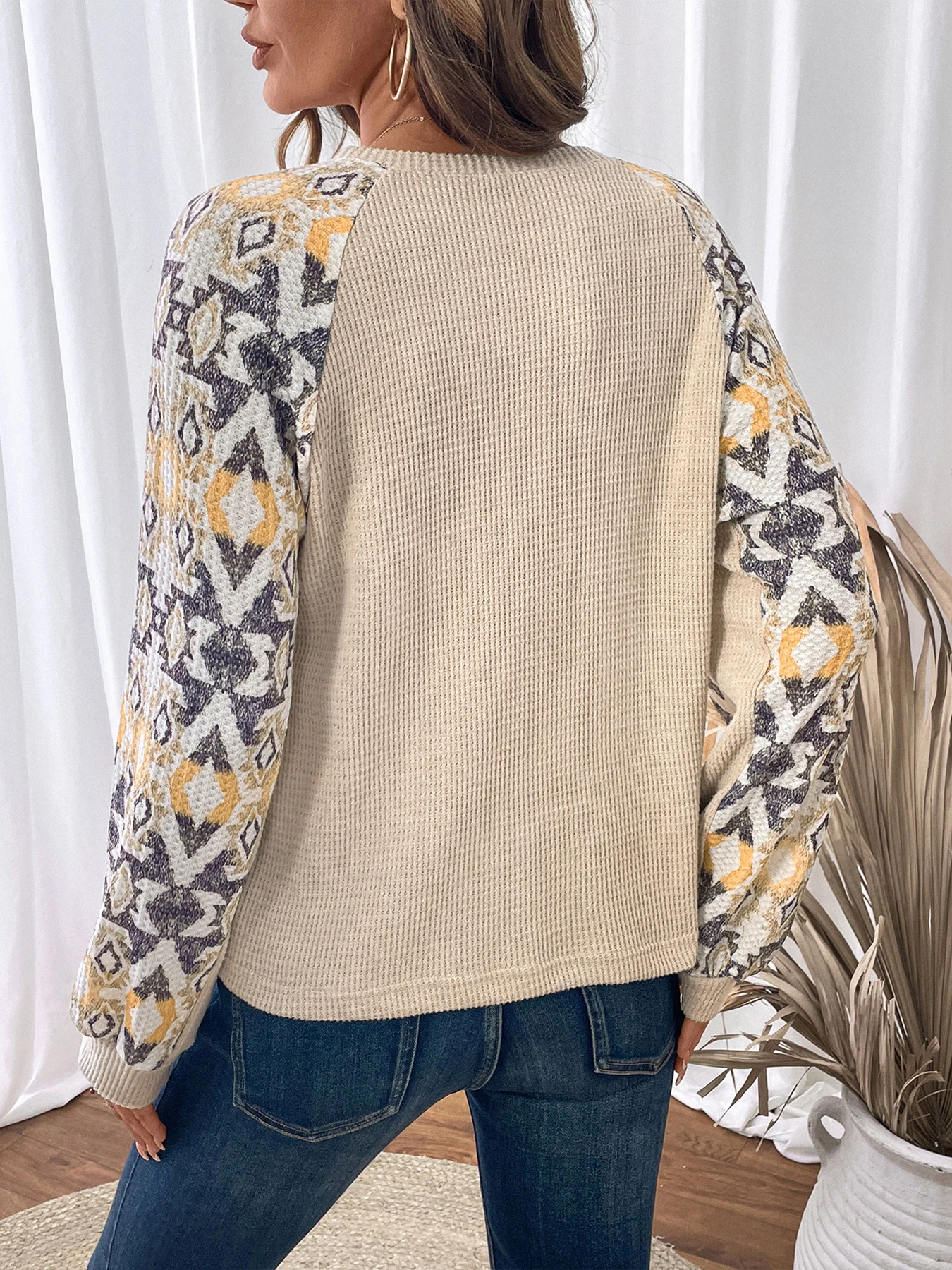 Lässig Rundhals Farbblock Sweatshirt