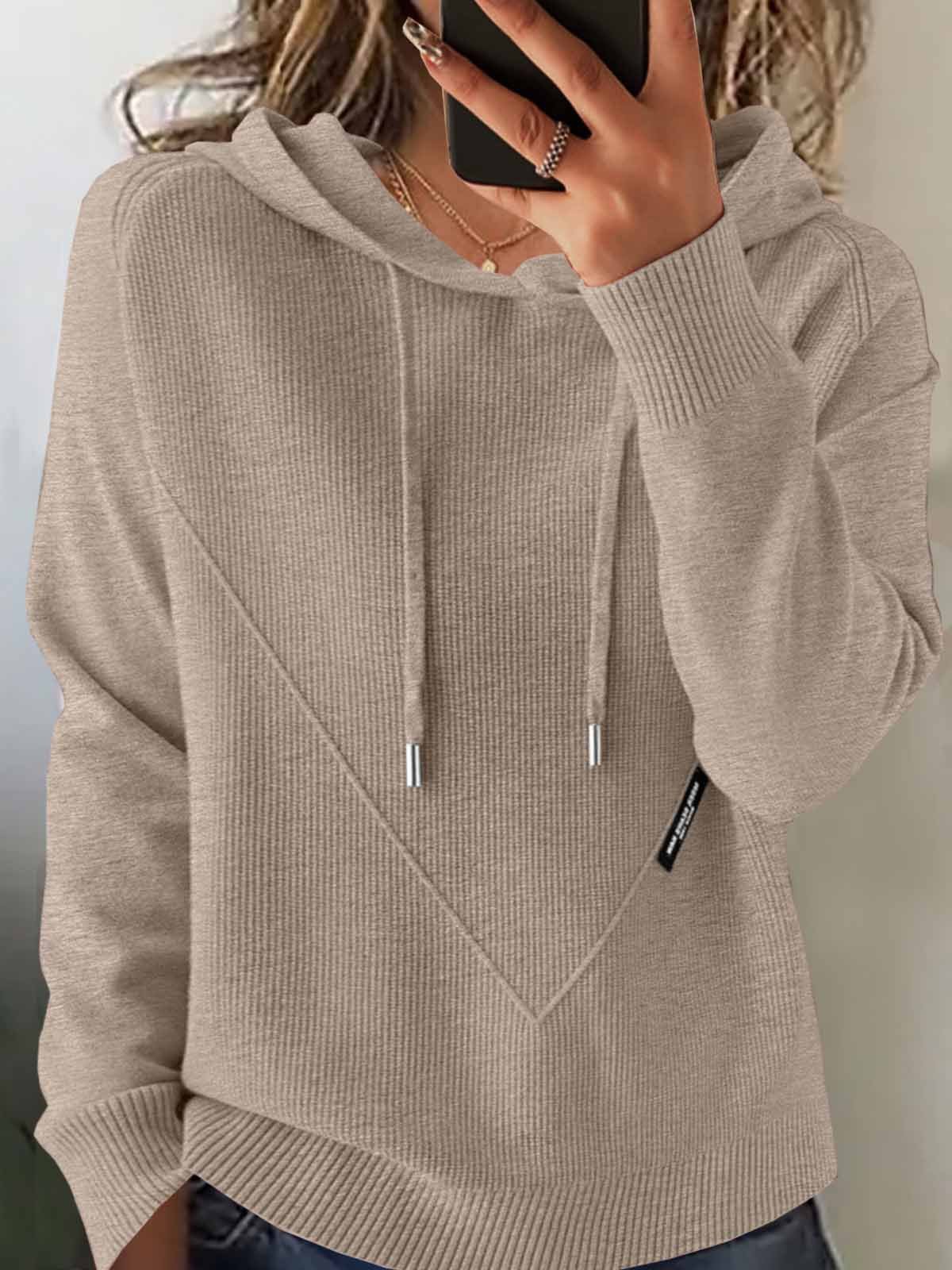 Damen Unifarben Langarm Bequem Retro Pullover