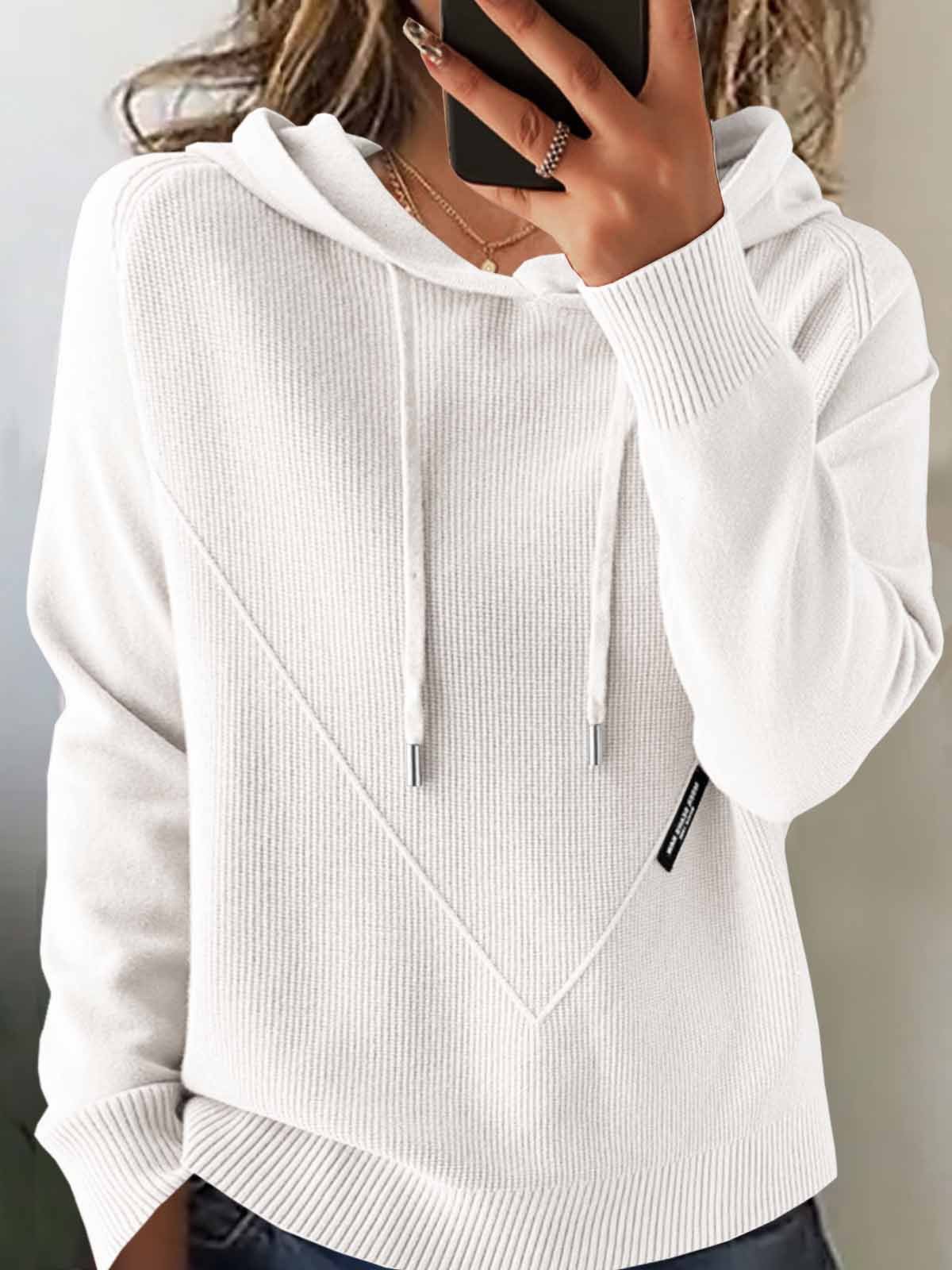 Damen Unifarben Langarm Bequem Retro Pullover