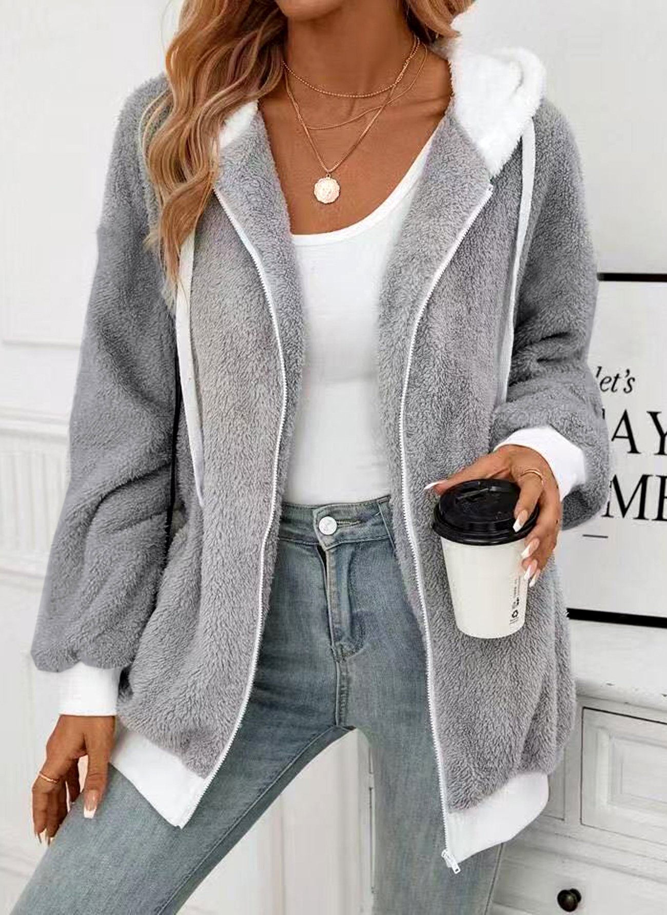 Damen Frühling/Herbst Oberbekleidung Lässig Farbblock Langarm Kapuze Jacke