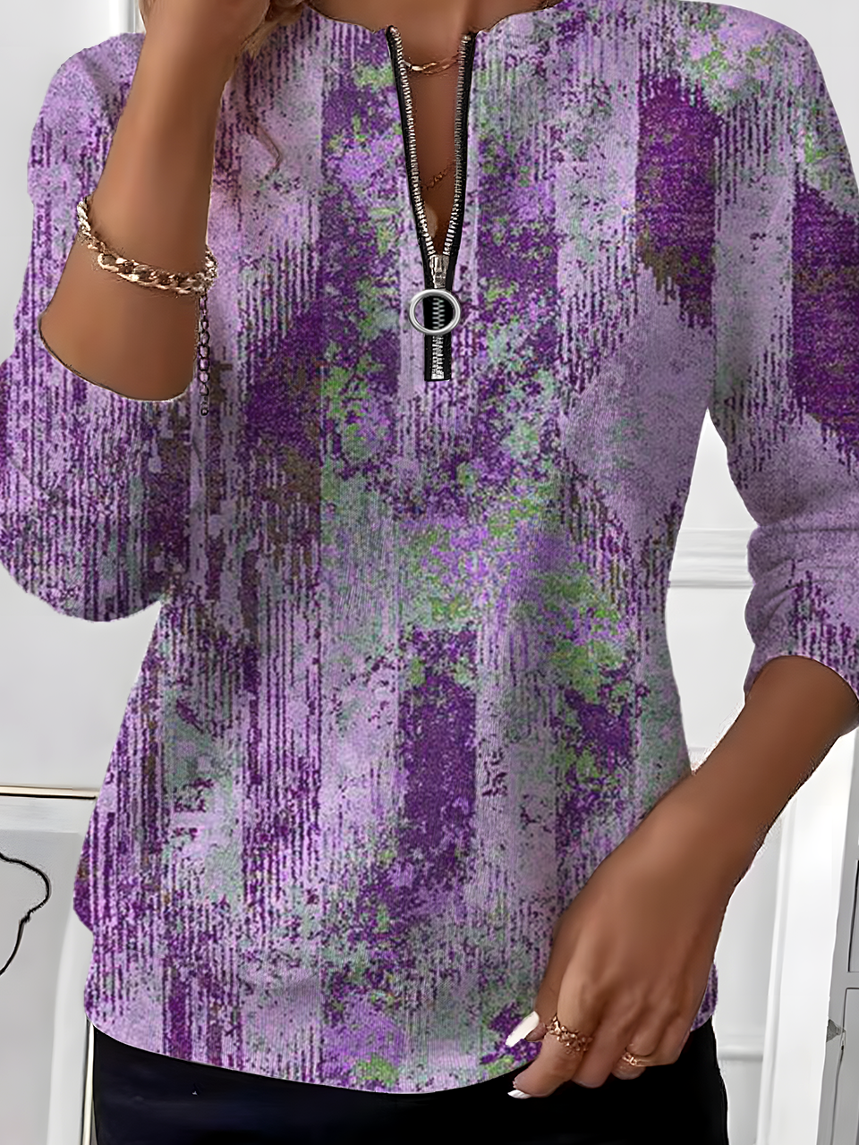 Retro Rundhals Geometrisch Sweatshirt