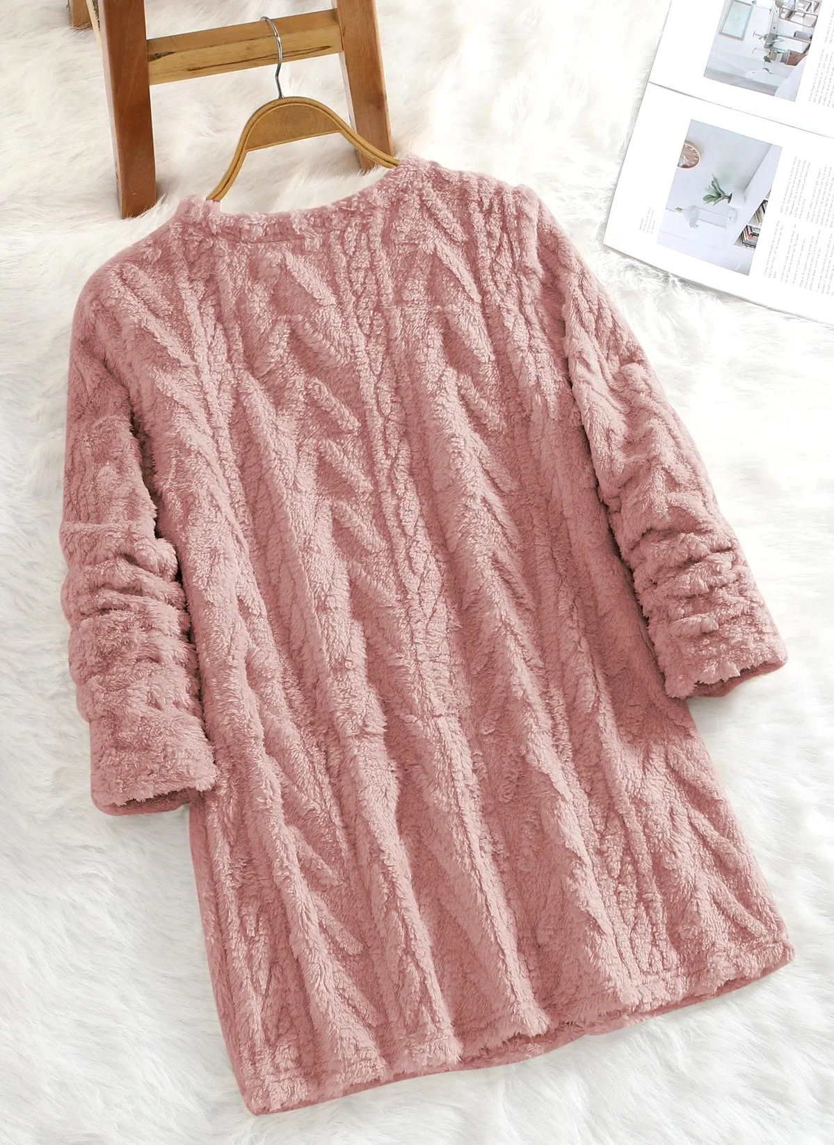 Lässig Rundhals Unifarben Sweatshirt