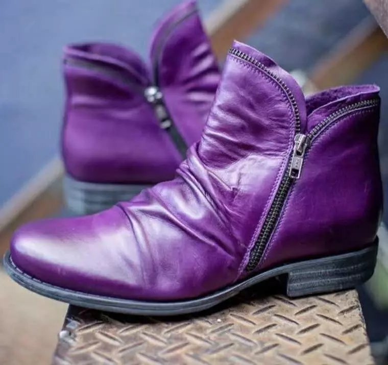Retro Unifarben Reißverschluss Niedrig Chelsea Stiefelette