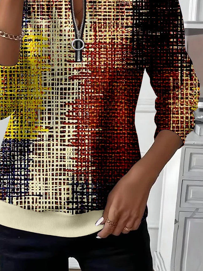 Lässig Rundhals Abstrakt Sweatshirt Print