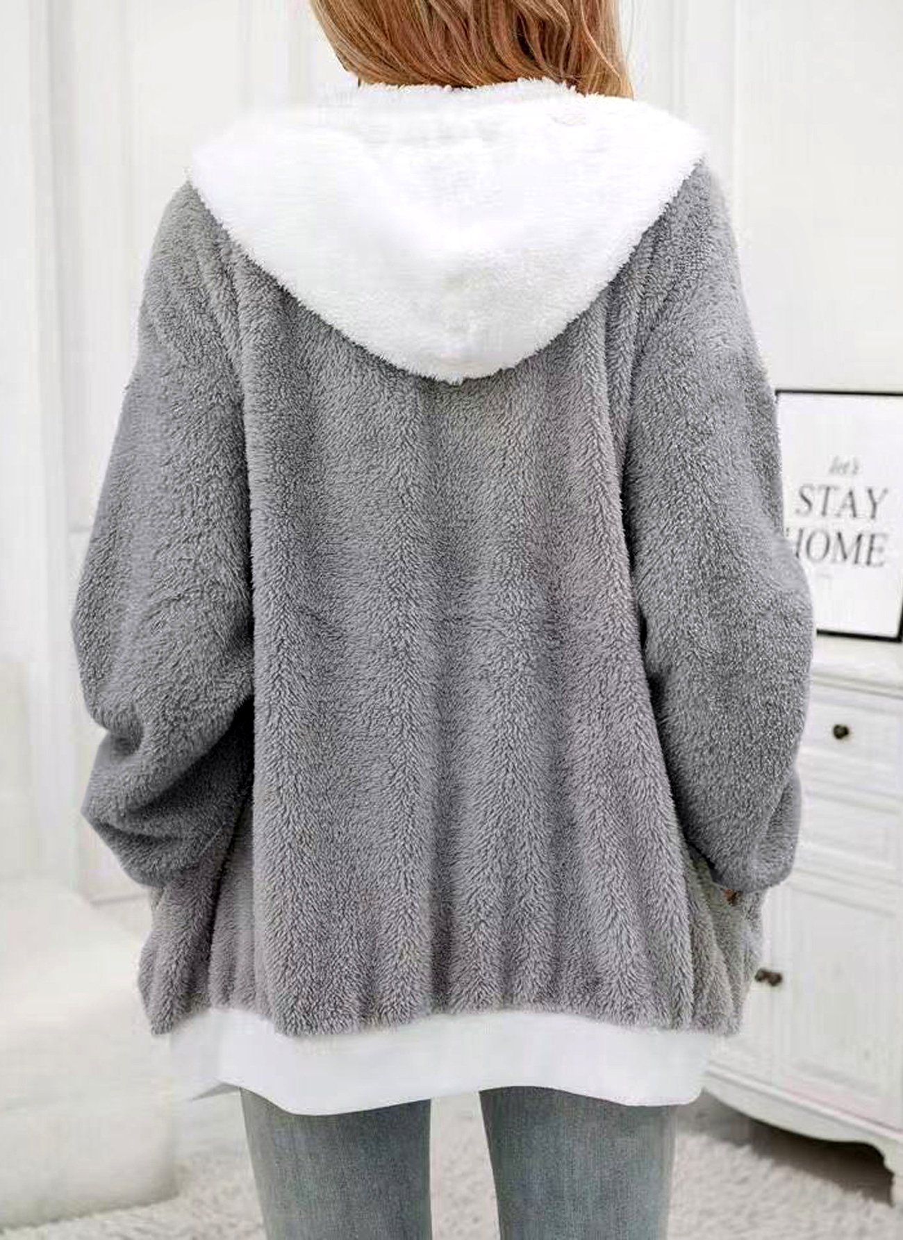 Damen Frühling/Herbst Oberbekleidung Lässig Farbblock Langarm Kapuze Jacke