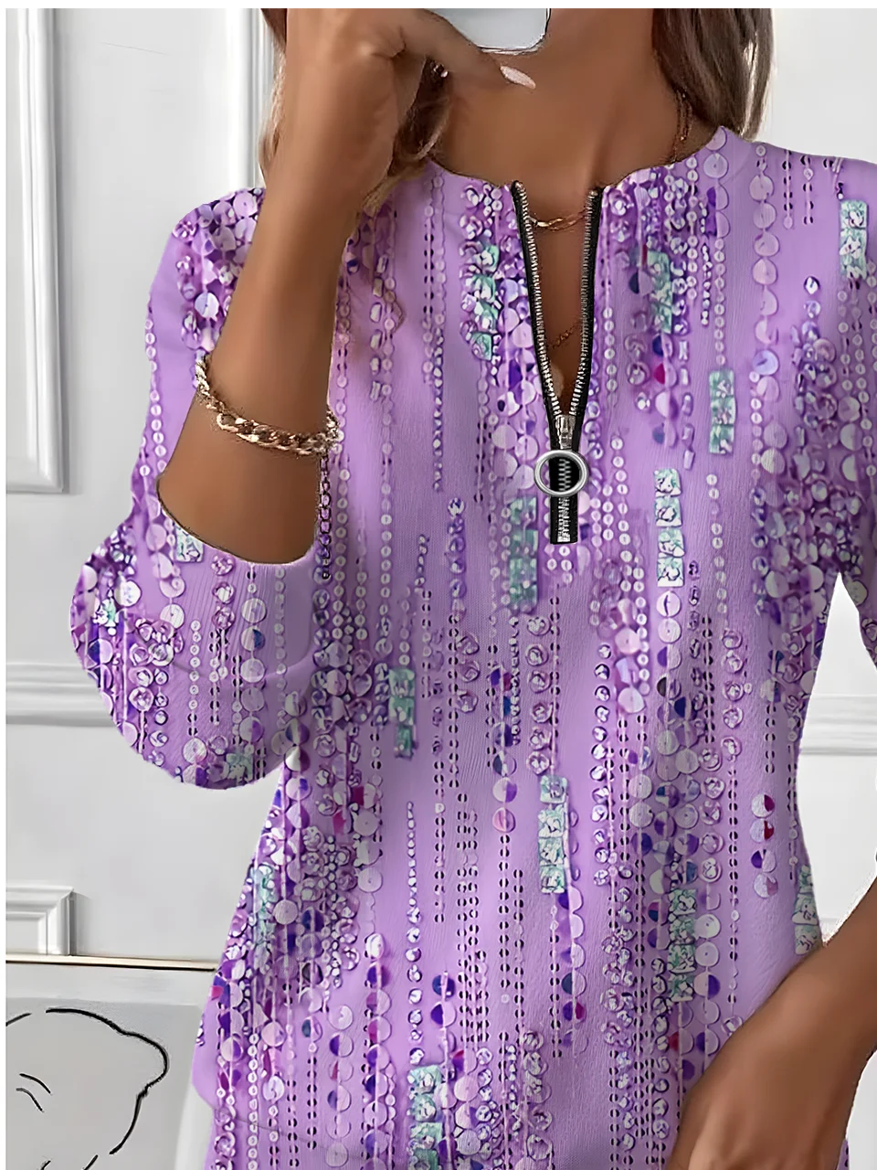 Retro Rundhals Geometrisch Sweatshirt