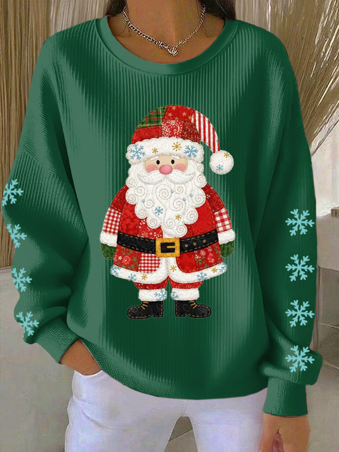 Lässig Rundhals Weihnachtsmann Sweatshirt Print