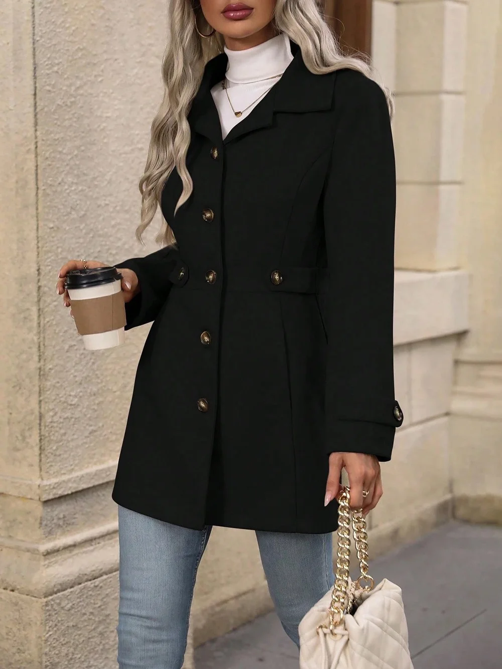 Damen Frühling/Herbst Oberbekleidung Lässig Unifarben Langarm Schalkragen Jacke