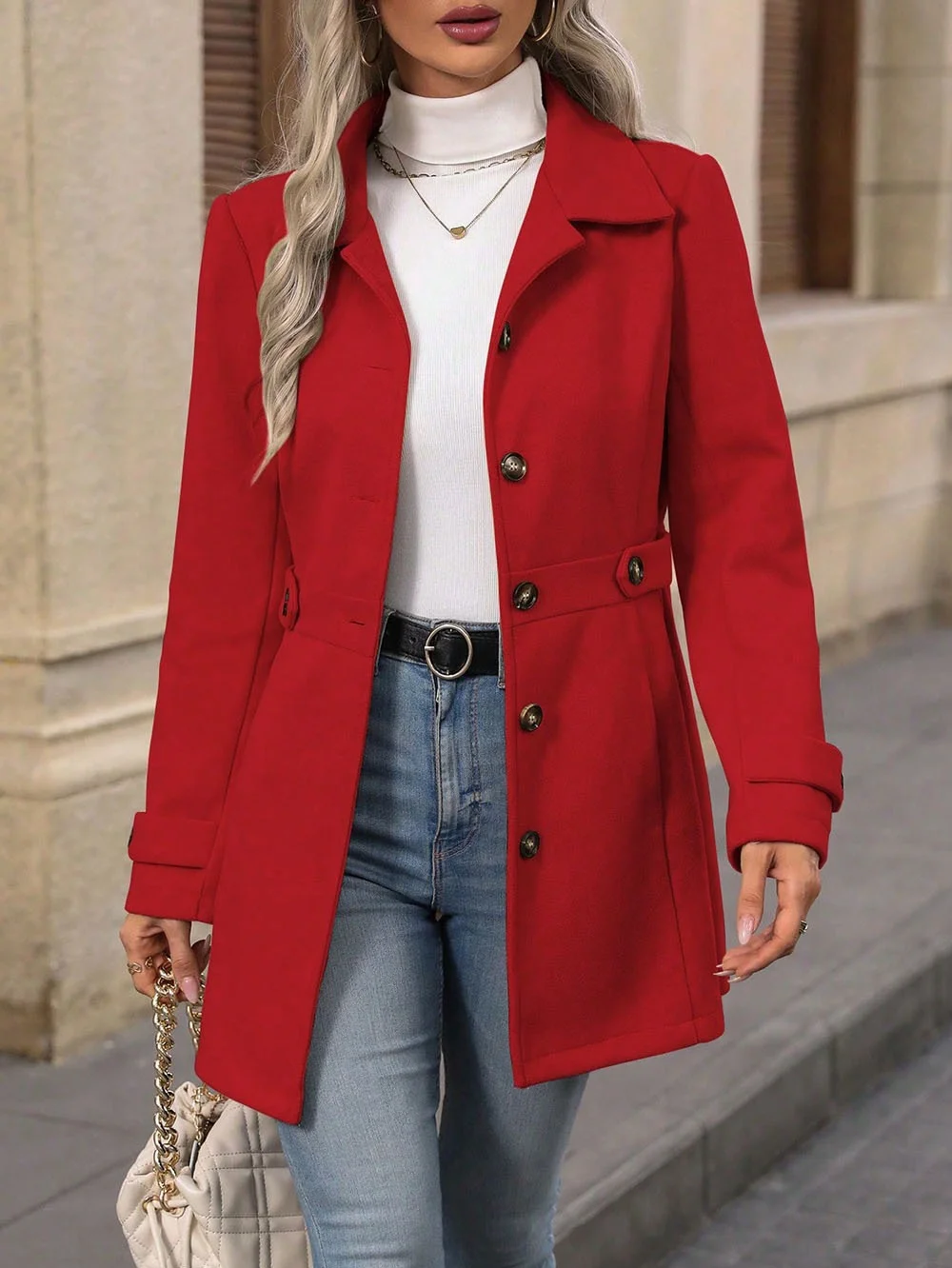 Damen Frühling/Herbst Oberbekleidung Lässig Unifarben Langarm Schalkragen Jacke