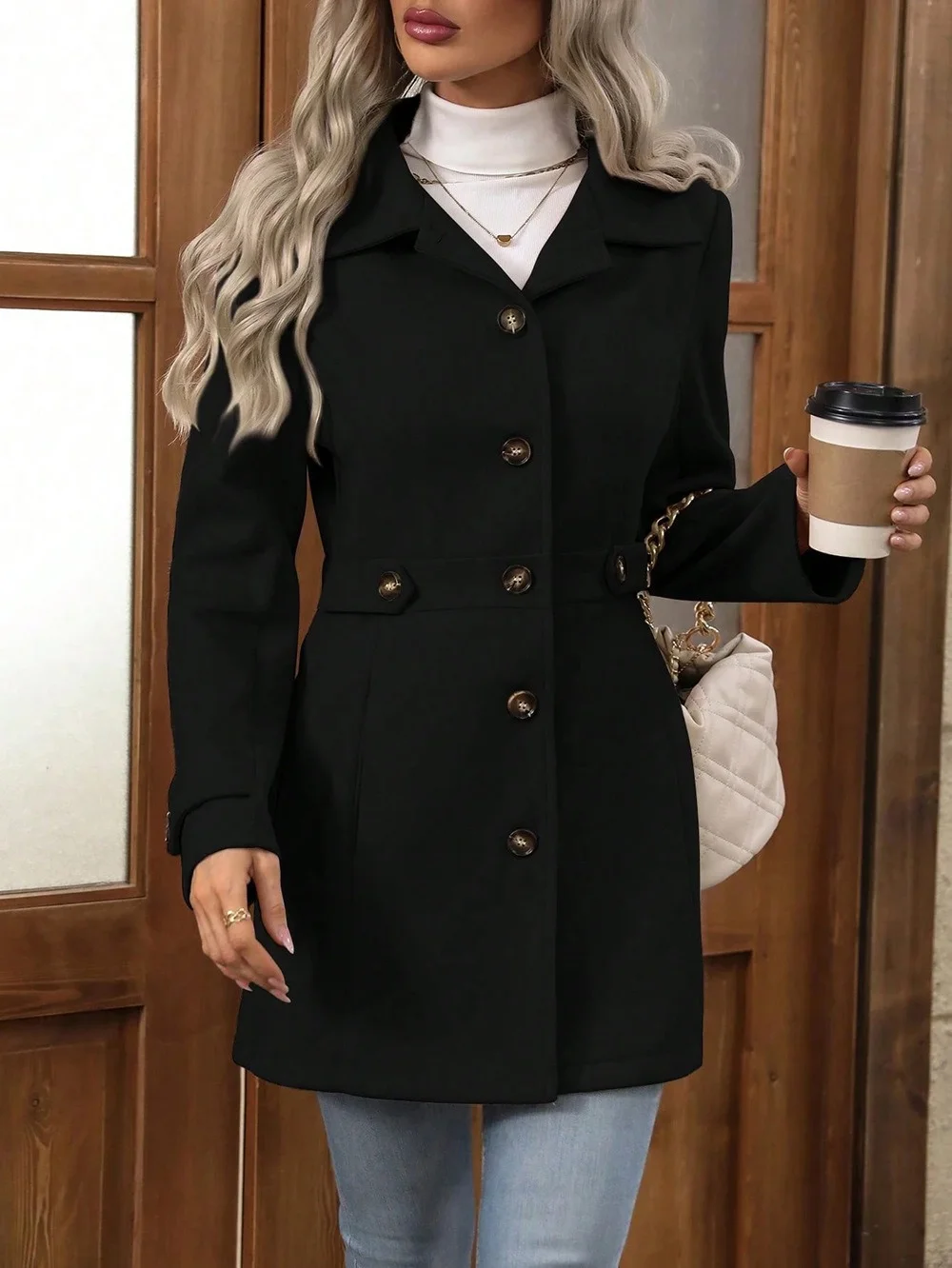 Damen Frühling/Herbst Oberbekleidung Lässig Unifarben Langarm Schalkragen Jacke