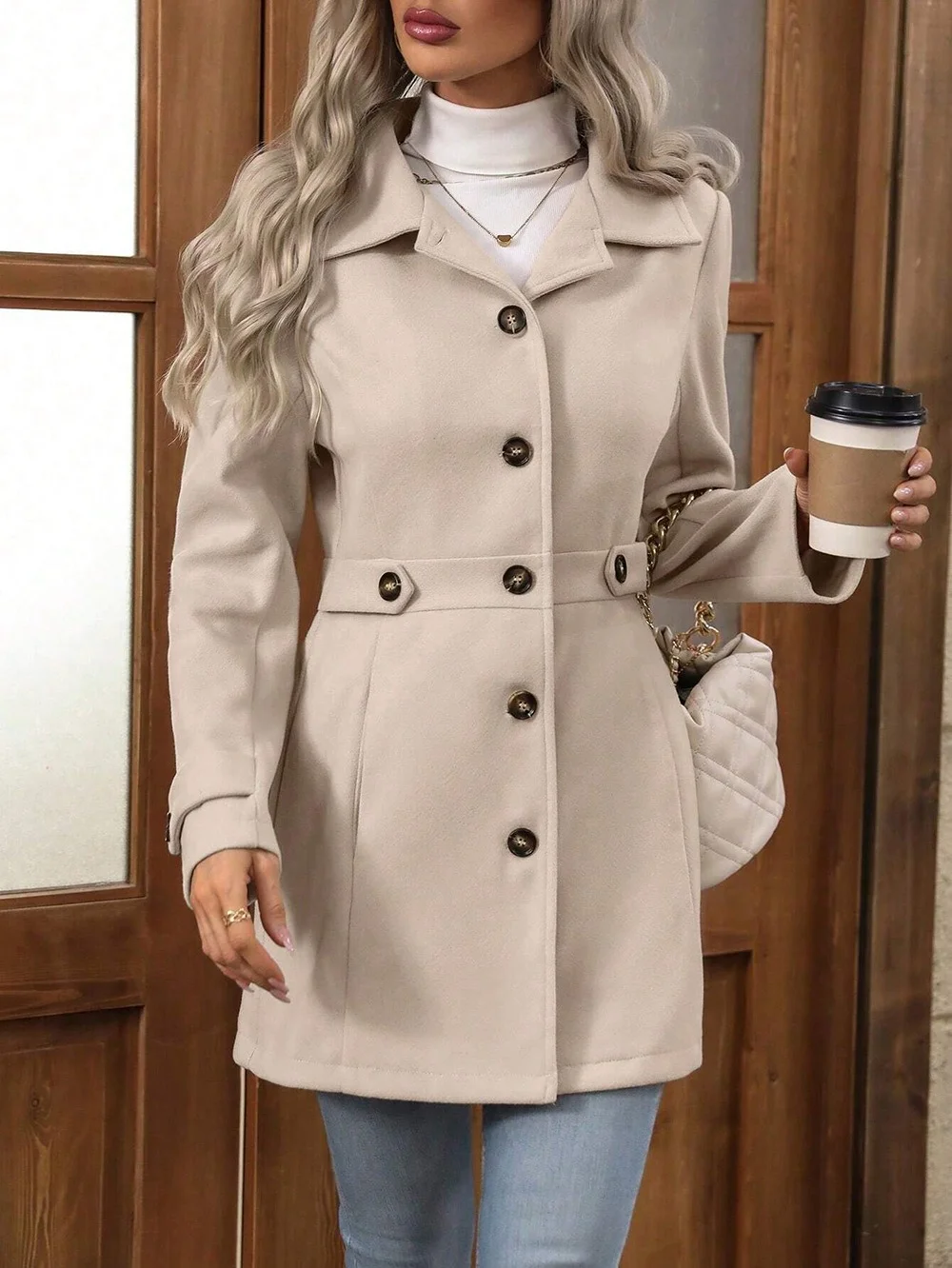 Damen Frühling/Herbst Oberbekleidung Lässig Unifarben Langarm Schalkragen Jacke