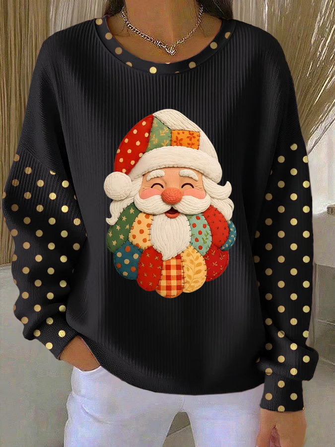 Lässig Rundhals Weihnachtsmann Sweatshirt Print