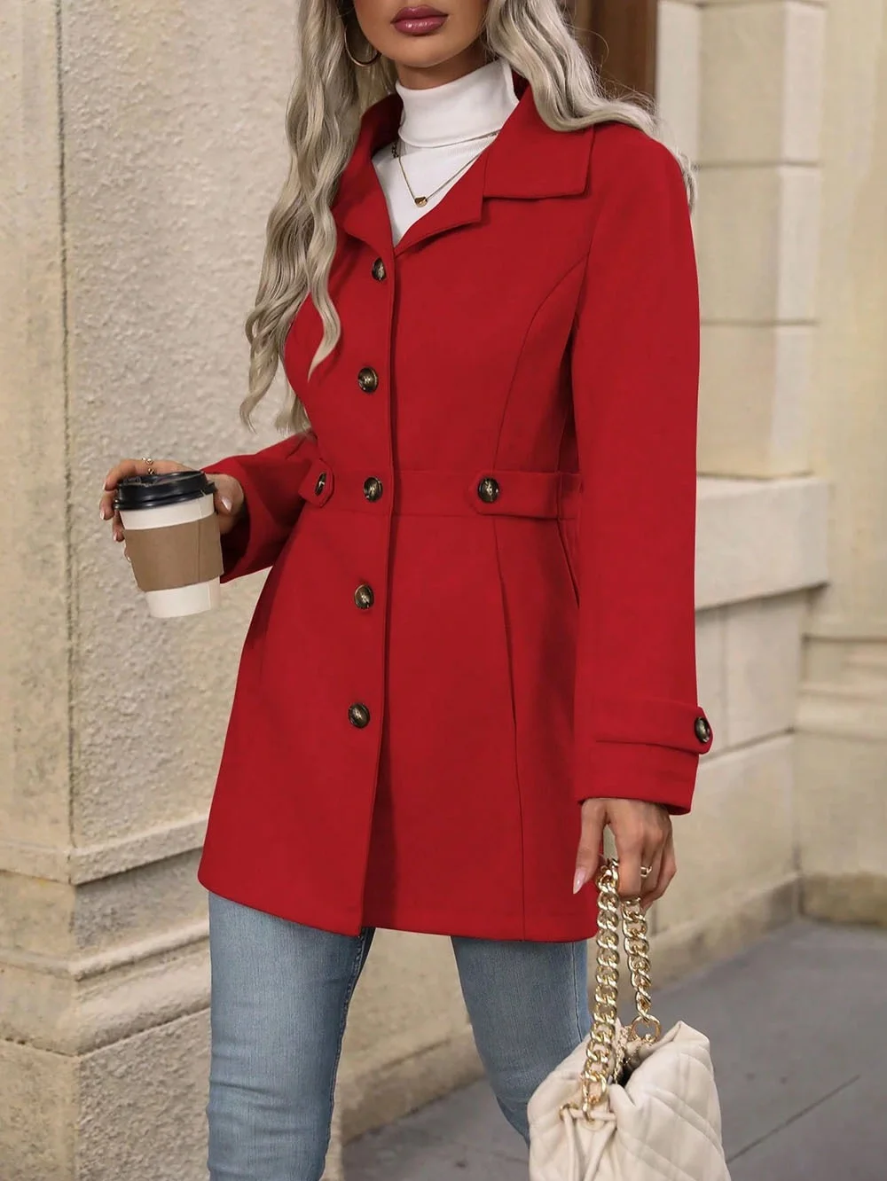 Damen Frühling/Herbst Oberbekleidung Lässig Unifarben Langarm Schalkragen Jacke