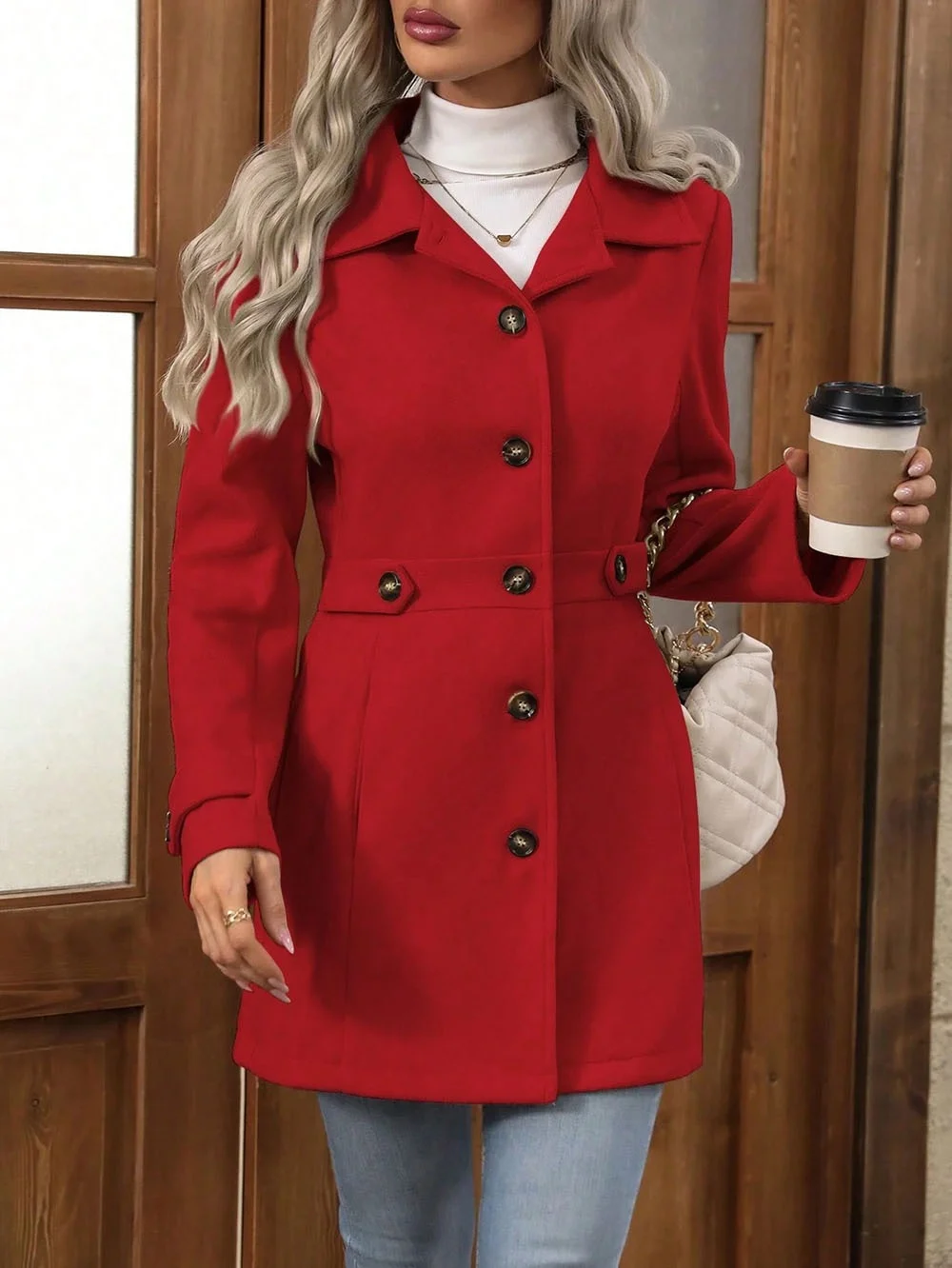Damen Frühling/Herbst Oberbekleidung Lässig Unifarben Langarm Schalkragen Jacke