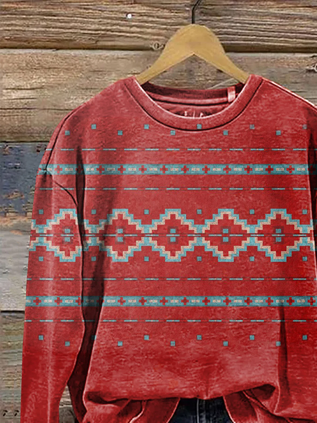 Lässig Rundhals Geometrisch Sweatshirt Print