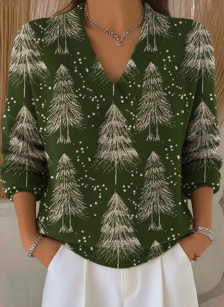Damen Weihnachtsmann Langarm Bequem Retro Pullover