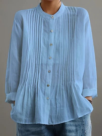 Langarm Unifarben Regelmäßig Weit Bluse für Damen