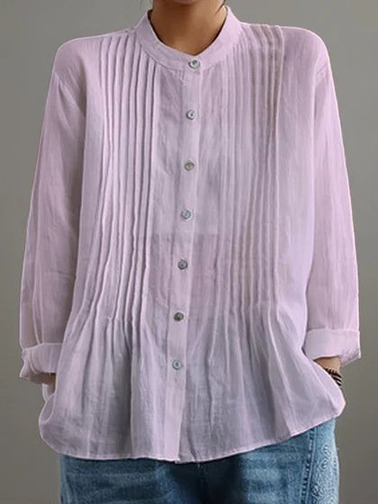 Langarm Unifarben Regelmäßig Weit Bluse für Damen