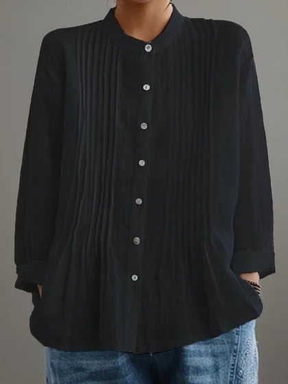 Langarm Unifarben Regelmäßig Weit Bluse für Damen