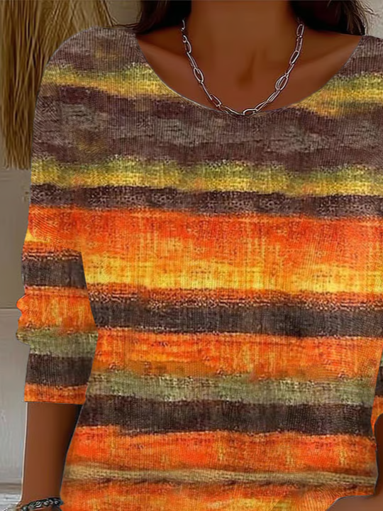 Damen Abstrakt Langarm Bequem Lässig Print Pullover