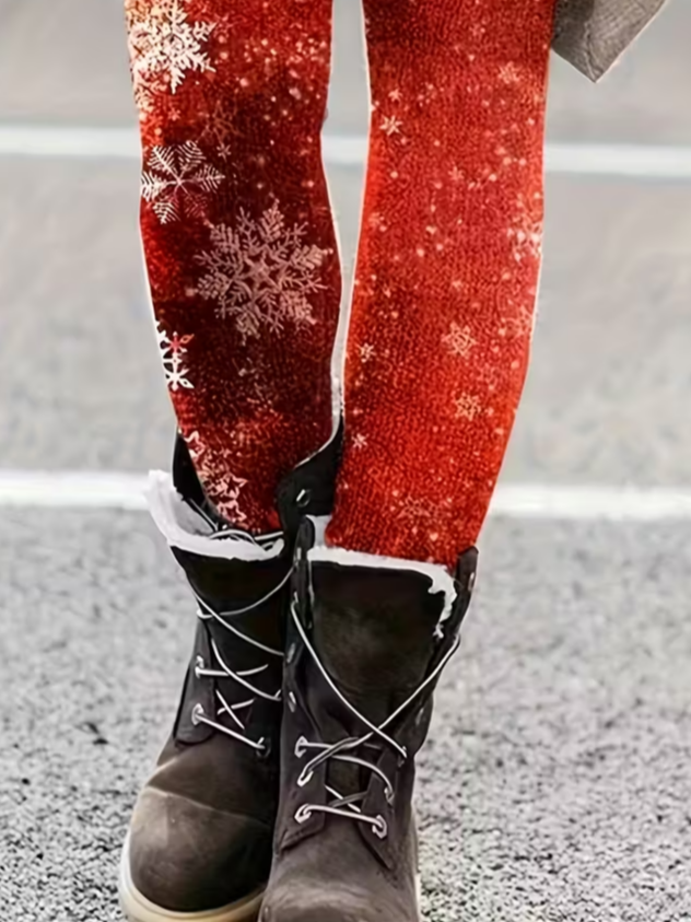 Damen Weihnachten Lässig Alle Jahreszeiten Print Lang Leggings