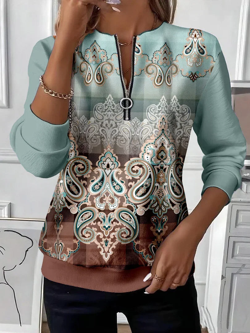 Lässig Rundhals Geblümt Sweatshirt Print