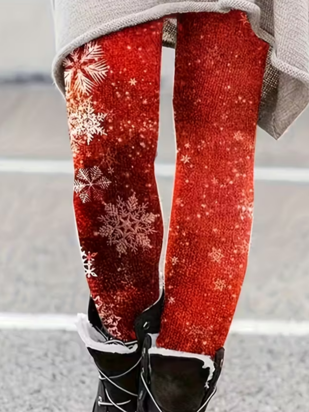 Damen Weihnachten Lässig Alle Jahreszeiten Print Lang Leggings