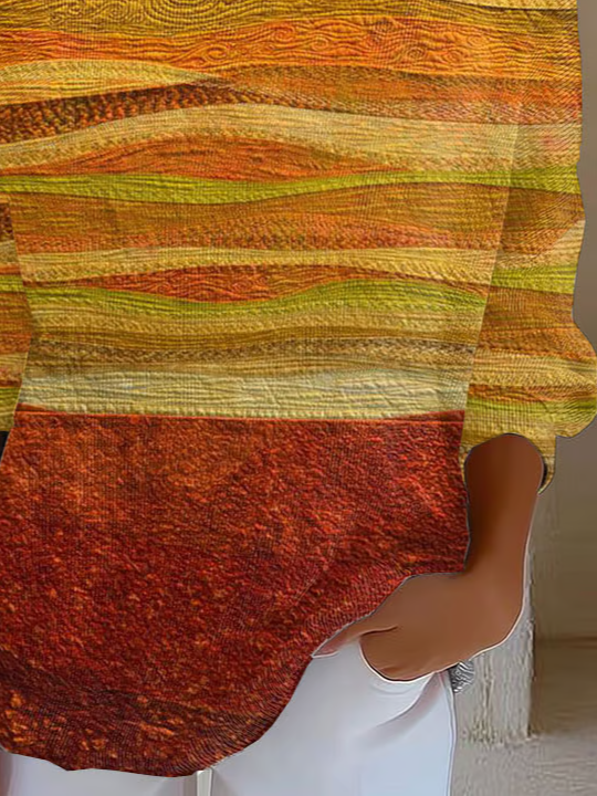 Damen Abstrakt Langarm Bequem Lässig Print Pullover