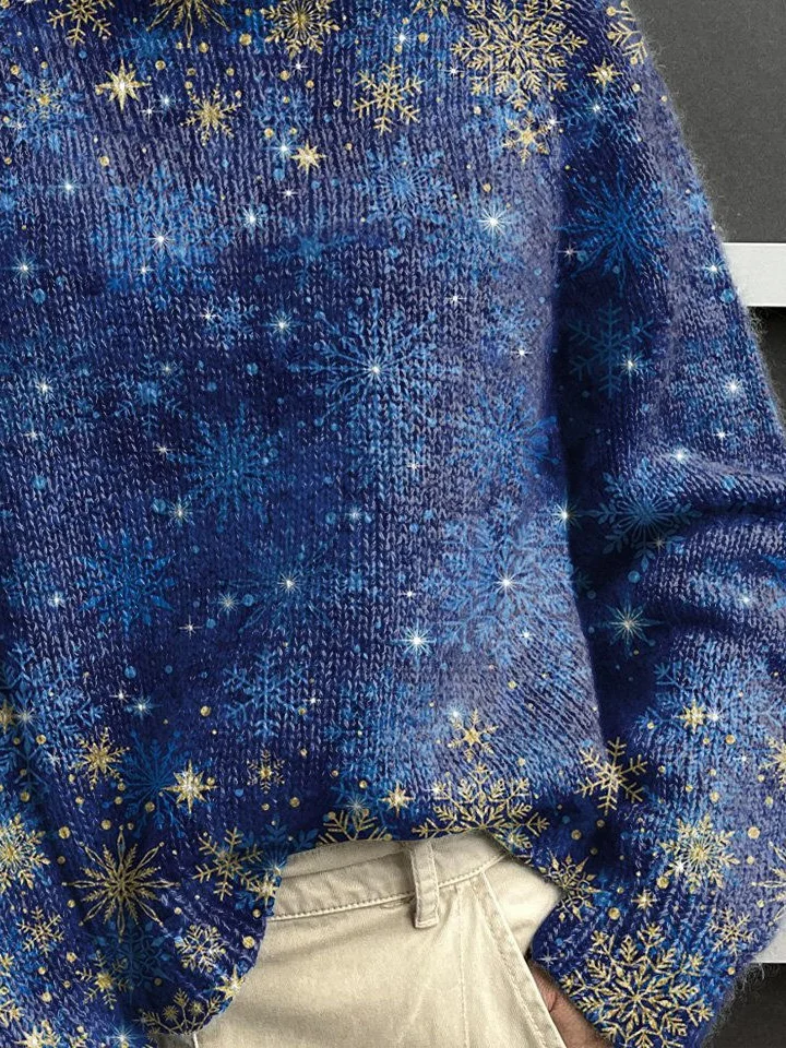 Damen Weihnachten Langarm Bequem Retro Print Pullover