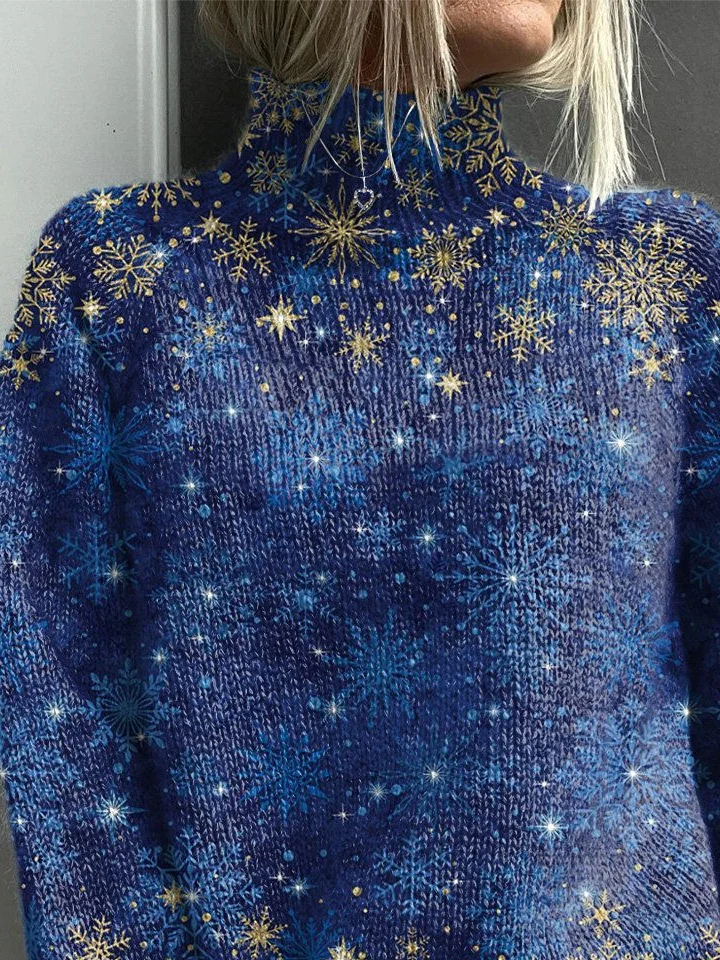 Damen Weihnachten Langarm Bequem Retro Print Pullover