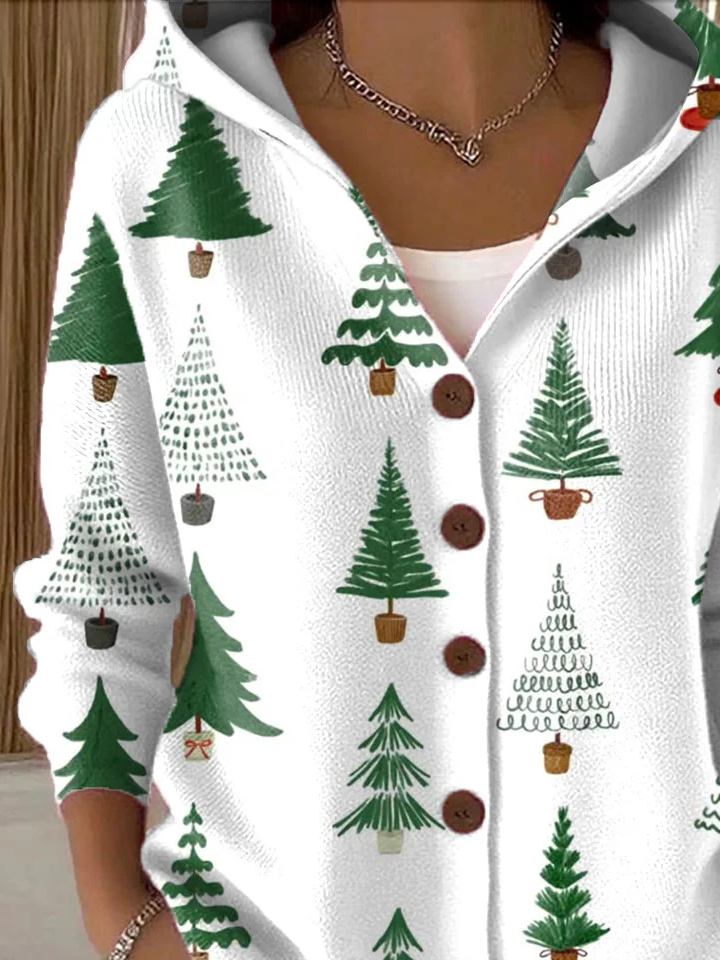 Damen Weihnachten Langarm Bequem Lässig Print Strickjacke