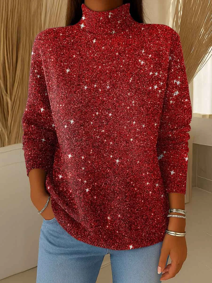 Damen Weihnachten Langarm Bequem Retro Print Pullover
