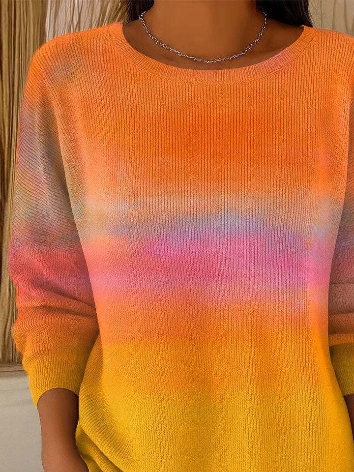 Damen Abstrakt Langarm Bequem Lässig Print Pullover