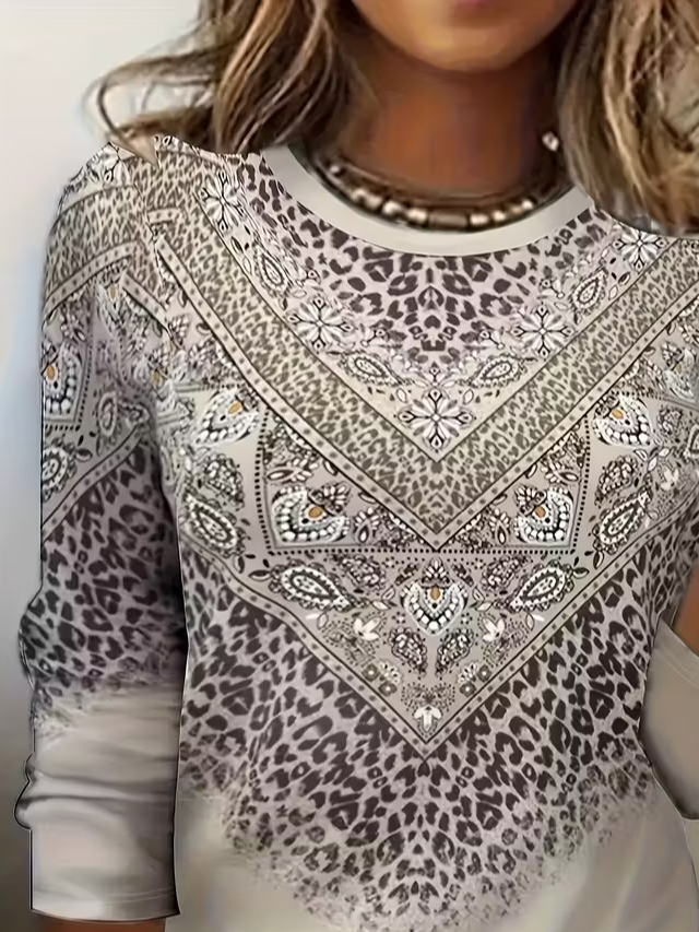 Lässig Abstrakt Rundhals Langarm T-Shirt