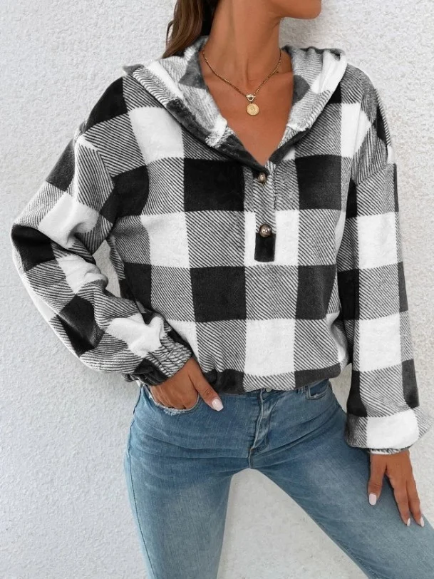Retro Kapuze Geometrisch Sweatshirt Print