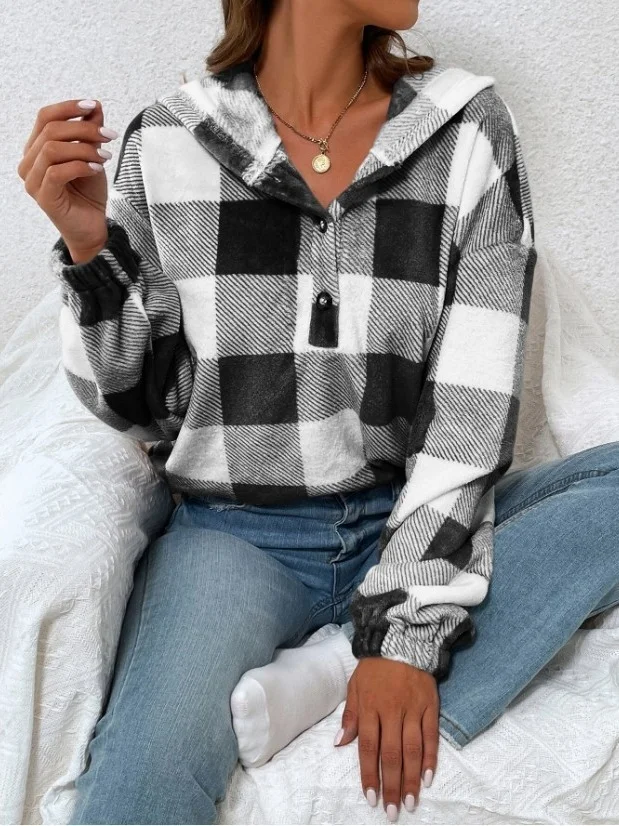 Retro Kapuze Geometrisch Sweatshirt Print