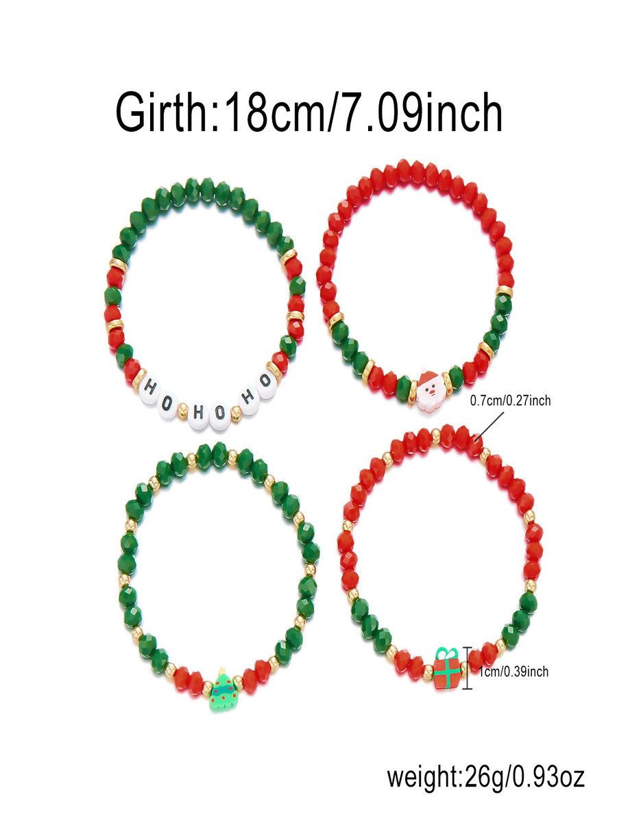 Weihnachten Galvanisieren Schneeflocke Elch Weihnachten Glocke Weihnachtsmann Armband modisch und Vielseitig Weihnachten Kristall Reis Korn Armband Kombination Set