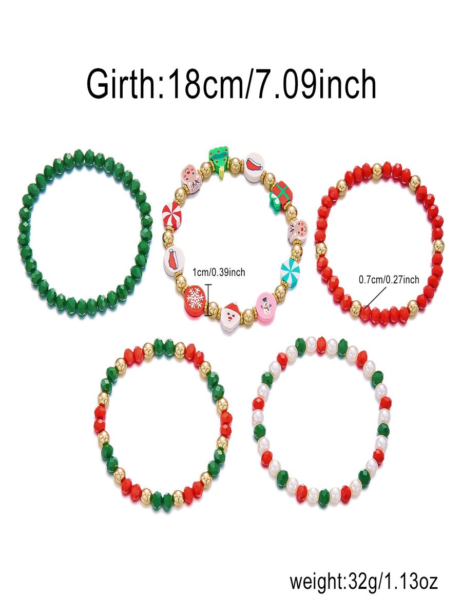 Weihnachten Galvanisieren Schneeflocke Elch Weihnachten Glocke Weihnachtsmann Armband modisch und Vielseitig Weihnachten Kristall Reis Korn Armband Kombination Set