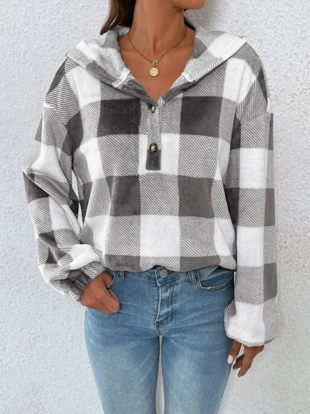 Retro Kapuze Geometrisch Sweatshirt Print