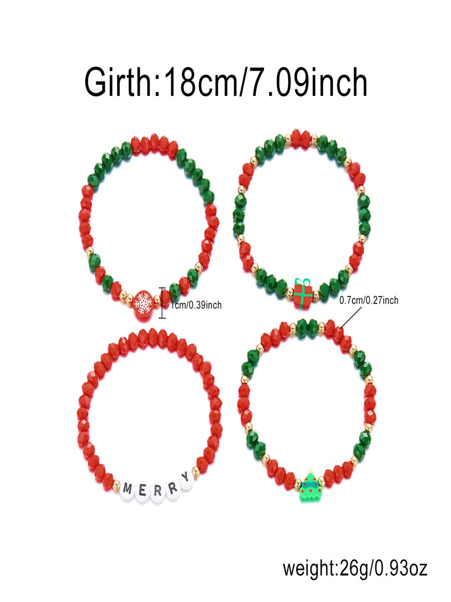 Weihnachten Galvanisieren Schneeflocke Elch Weihnachten Glocke Weihnachtsmann Armband modisch und Vielseitig Weihnachten Kristall Reis Korn Armband Kombination Set
