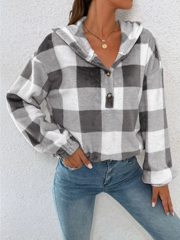 Retro Kapuze Geometrisch Sweatshirt Print