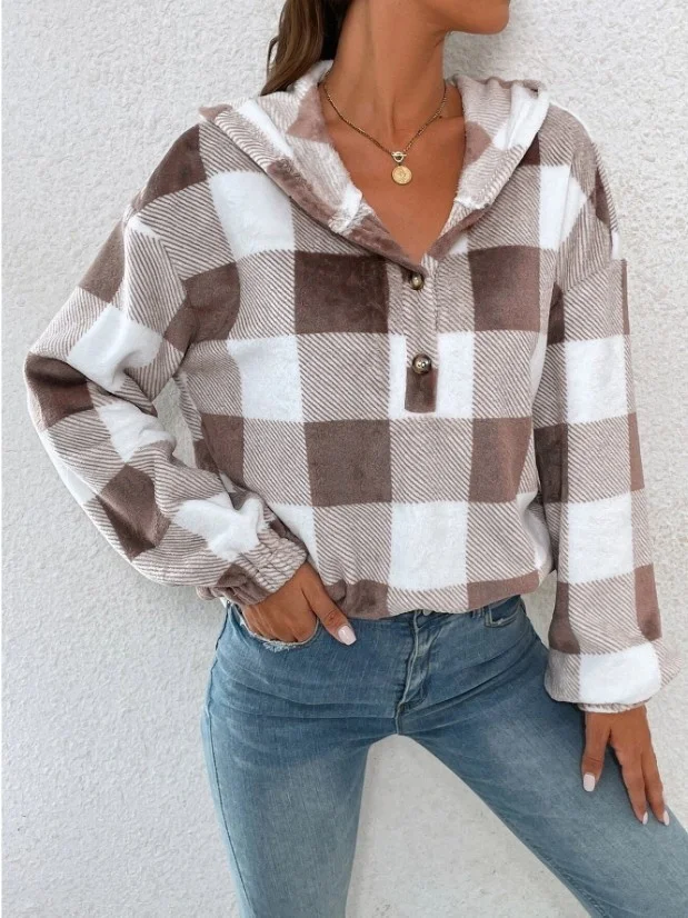 Retro Kapuze Geometrisch Sweatshirt Print