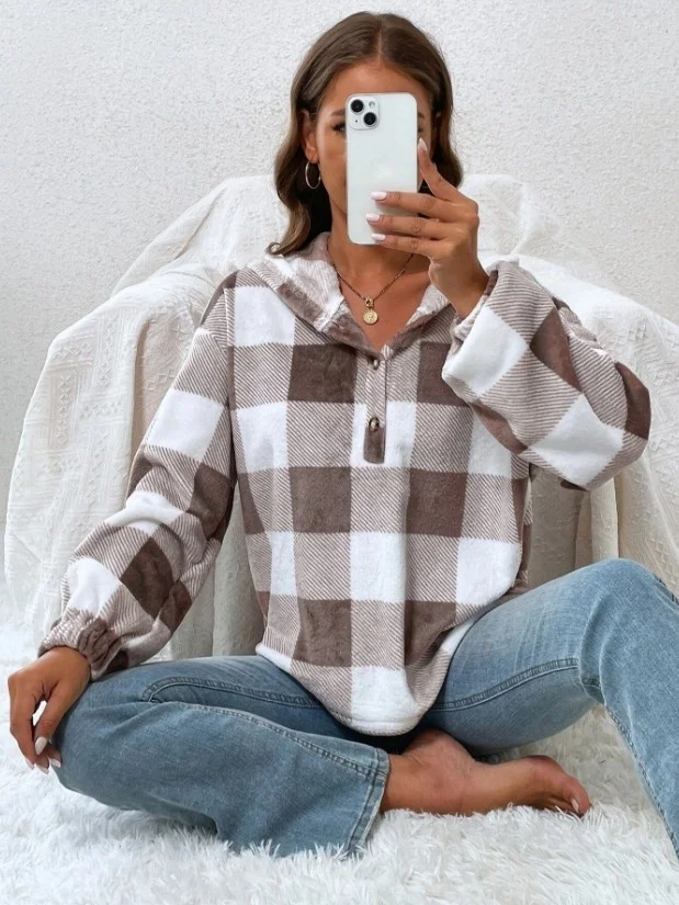 Retro Kapuze Geometrisch Sweatshirt Print