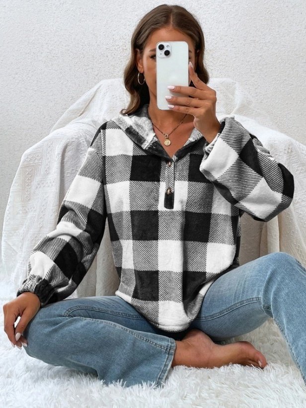 Retro Kapuze Geometrisch Sweatshirt Print