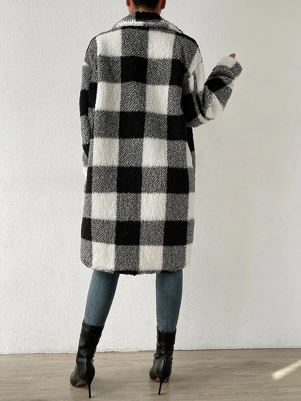 Damen Winter Oberbekleidung Lässig Print Kariert Langarm Schalkragen Jacke